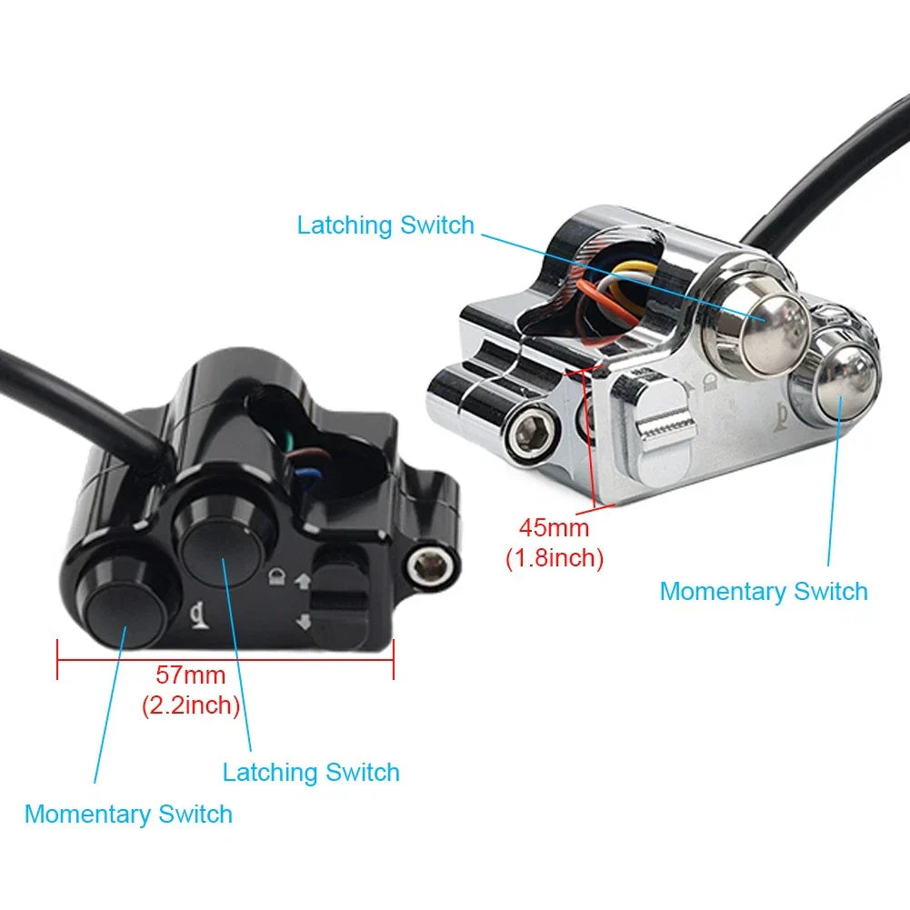1" CNC Handlebar Switch Controls Housing for Harley Universal Motor Black