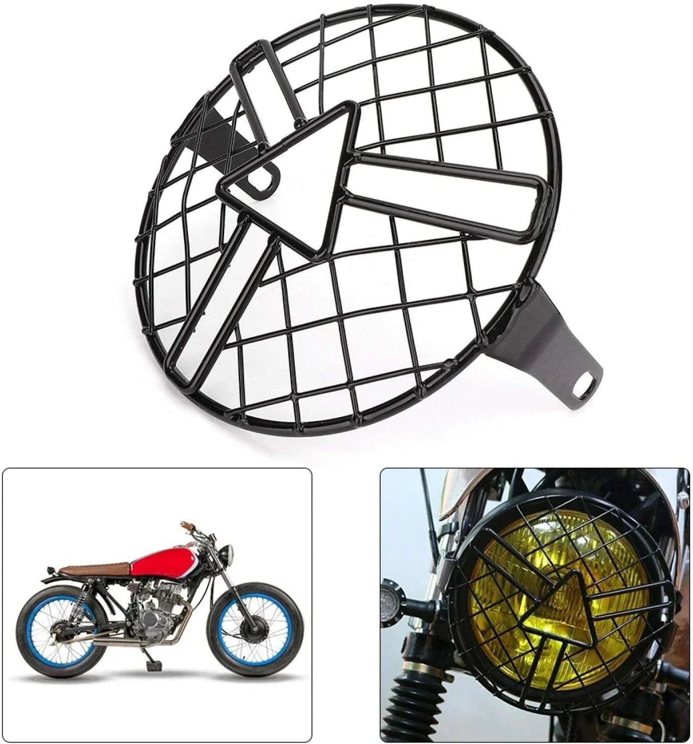 6.5" Motorcycle Headlight Mesh Grill Protect Side Mount Cover for CG125 GN125