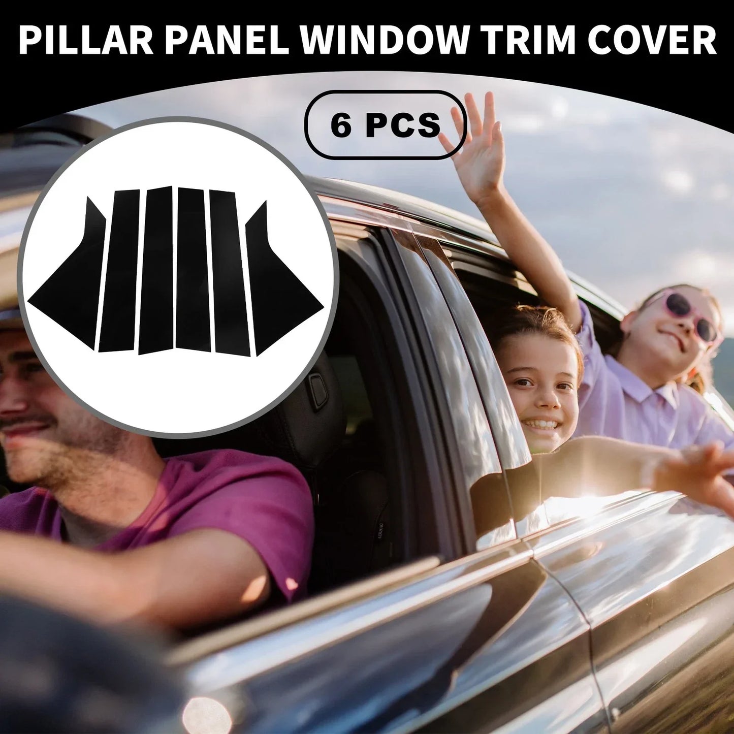 6 x Car Pillar Window Trim Covers for Chevrolet Impala (2014-2020) Black