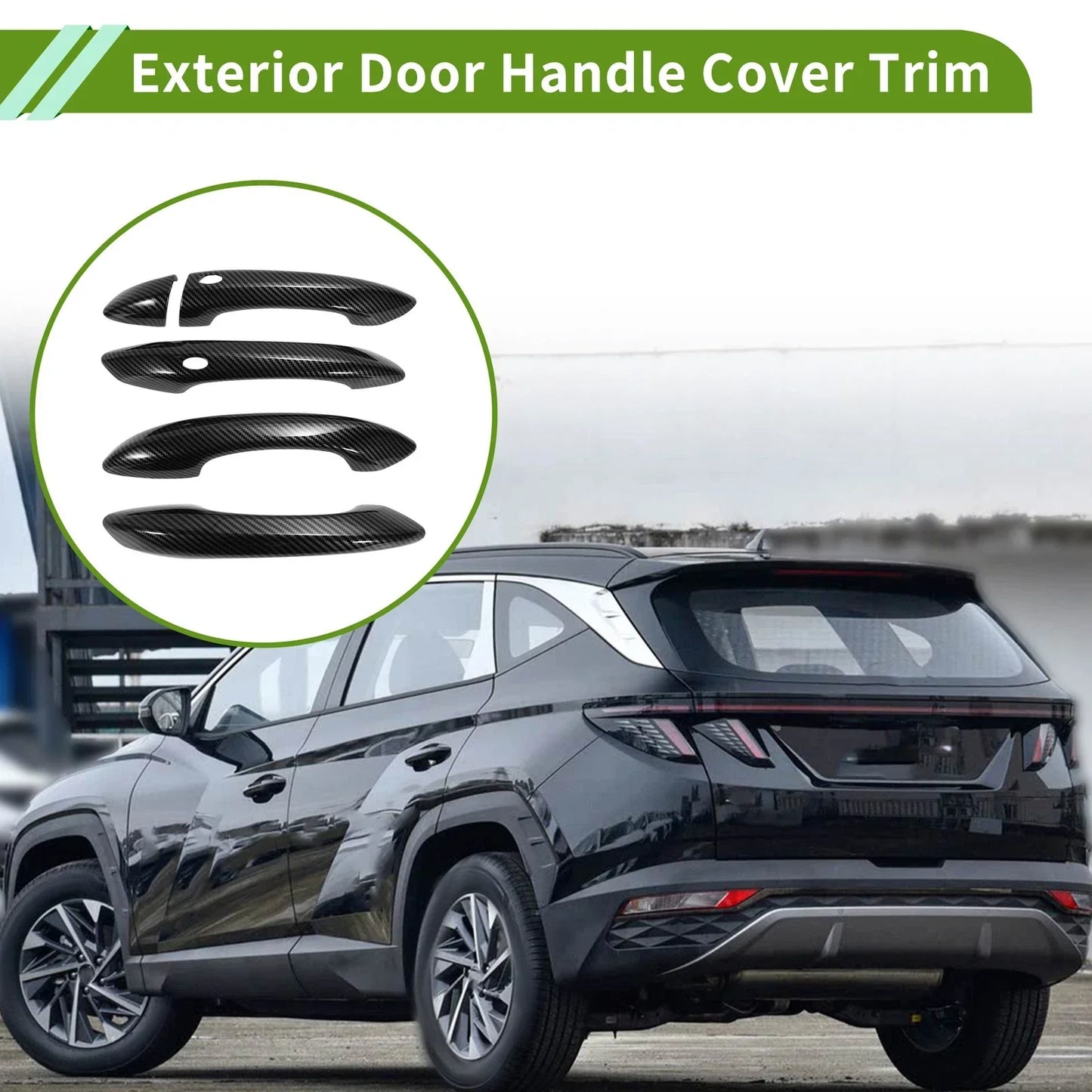Exterior Door Handle Cover Trim for Hyundai Tucson (2022-2024) Carbon Fiber Black