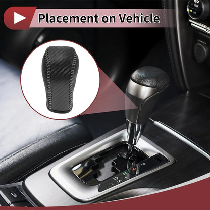Gear Shift Knob Cover for Hyundai Tucson 2015-2018 Black Grey Faux Leather