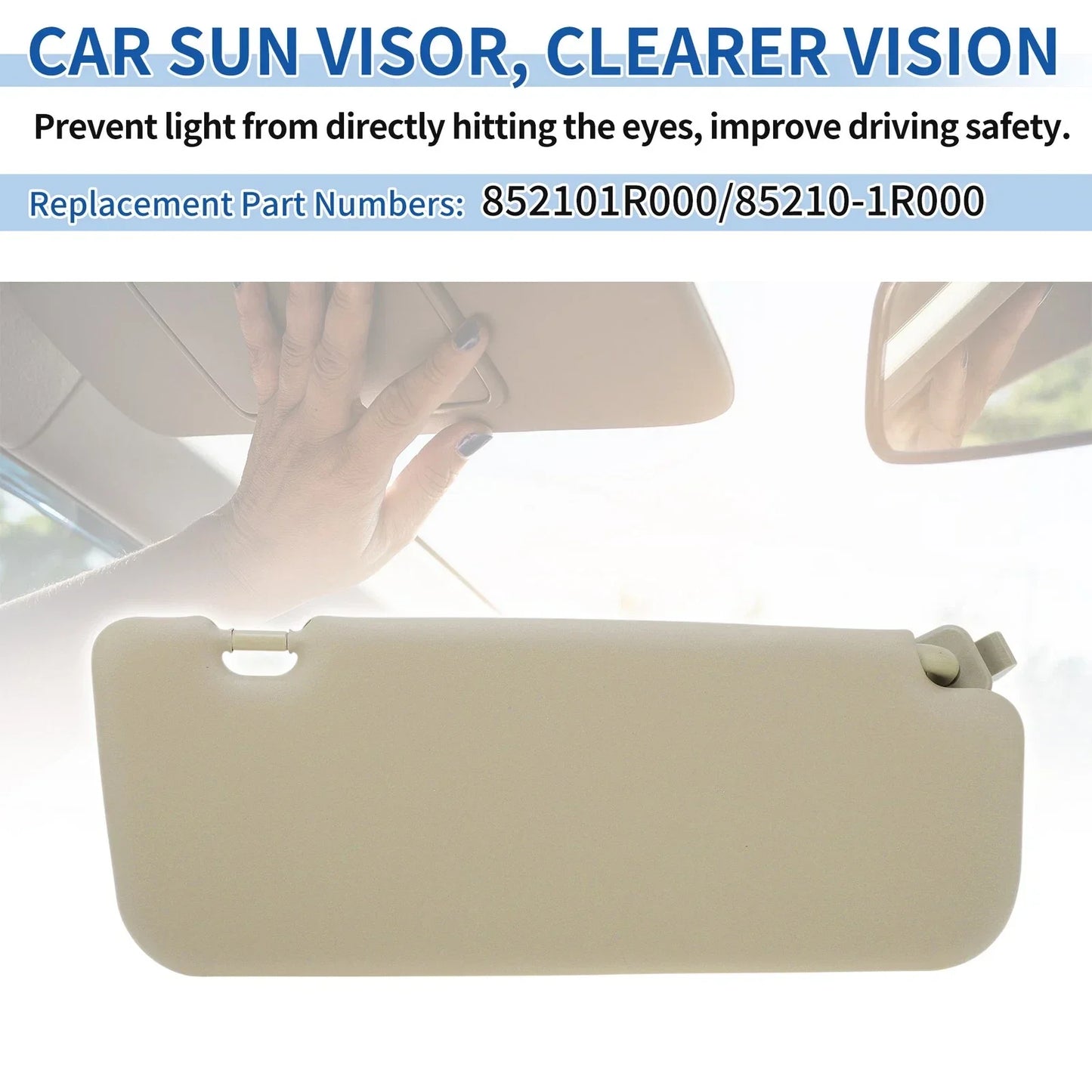 Left Side Sun Visor for Hyundai Accent 2011-2015 Beige 1 x Pcs