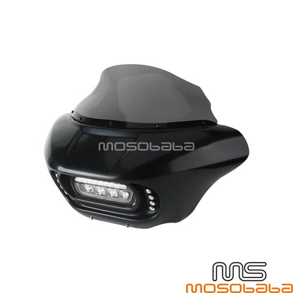 LED DRL Headlight Fairing Windshield for Harley Softail Fat Bob (2018-2023)