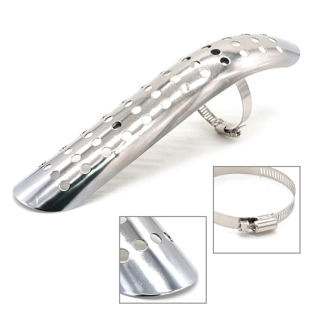 Silver Exhaust Muffler Pipe Heat Shield Cover for Universal Motorcycle