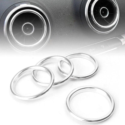 4 x Silver Interior Air Vent Outlet Ring Covers for Audi A3 (2012-2019)