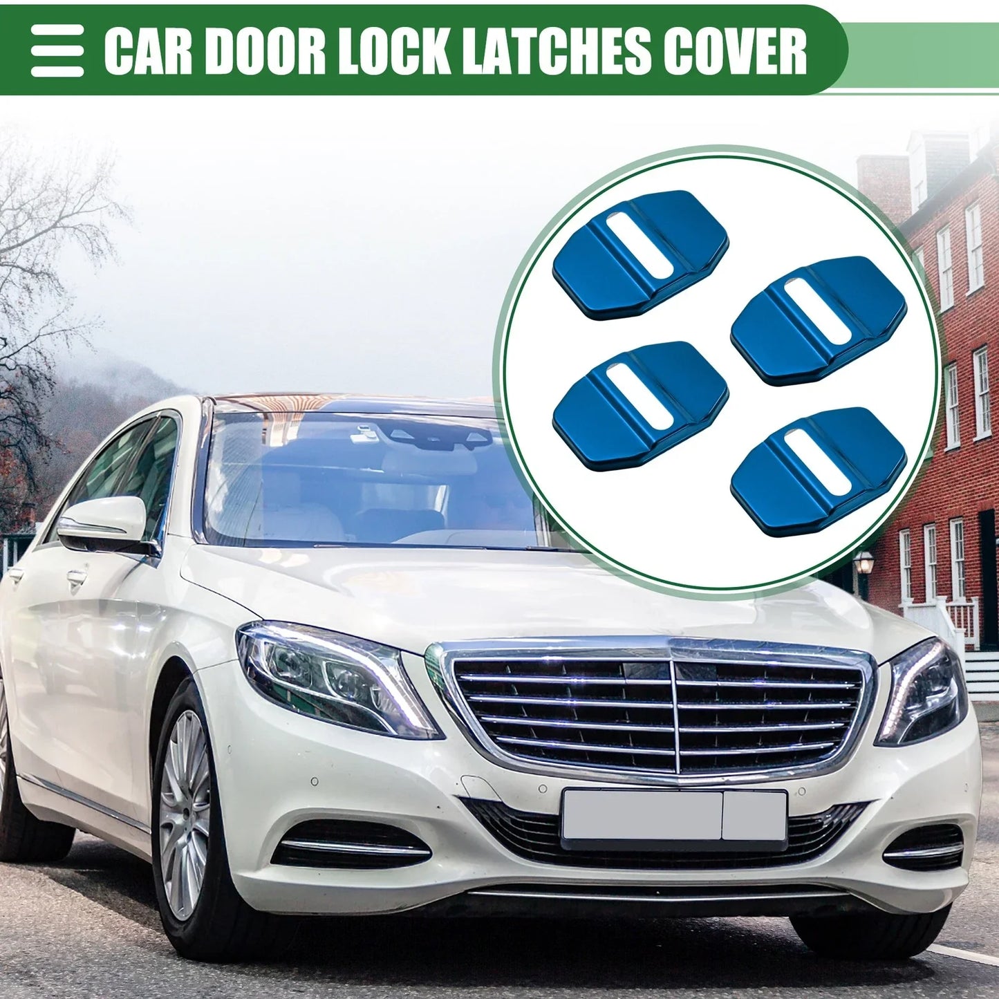 4 x Car Door Latch Lock Covers for Mercedes-Benz AMG GLC (2016-2023) Blue