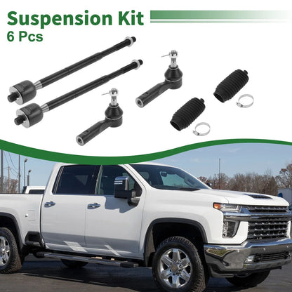 6pcs Front Suspension Kit Tie Rod Ends with Boots for Pontiac Torrent