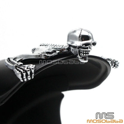 7" Headlight Visor & Fender Chrome Skull Ornament for Harley