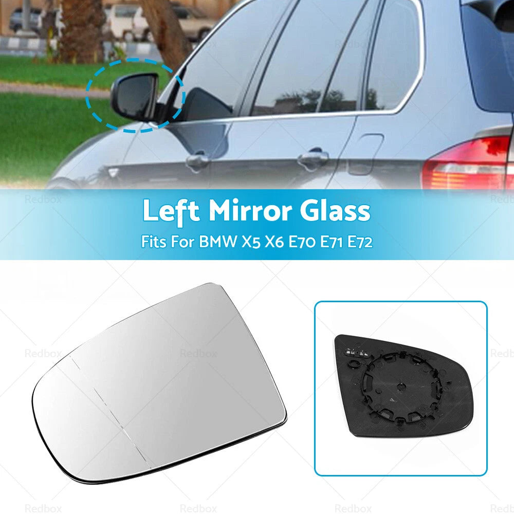 Left Side Mirror Glass for BMW X5 E70, X6 E71 (2007-2014)