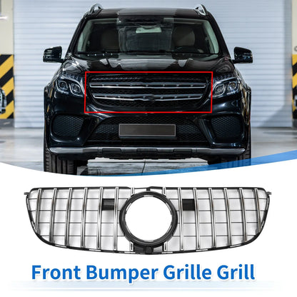 Front Upper Bumper Grille for Mercedes-Benz GLS500 2017 Chrome Silver Tone