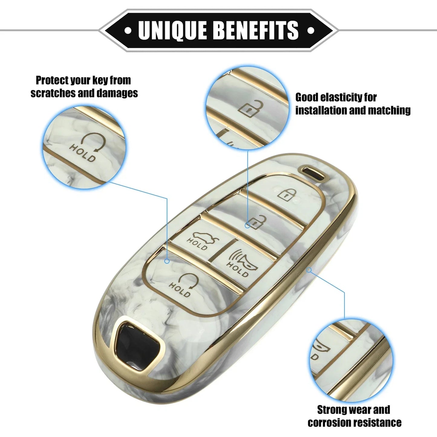 Key Fob Cover for Hyundai Tucson 2020-2022 5 Button Soft TPU Gray