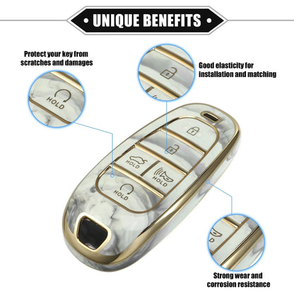 Key Fob Cover for Hyundai Tucson 2020-2022 5 Button Soft TPU Gray