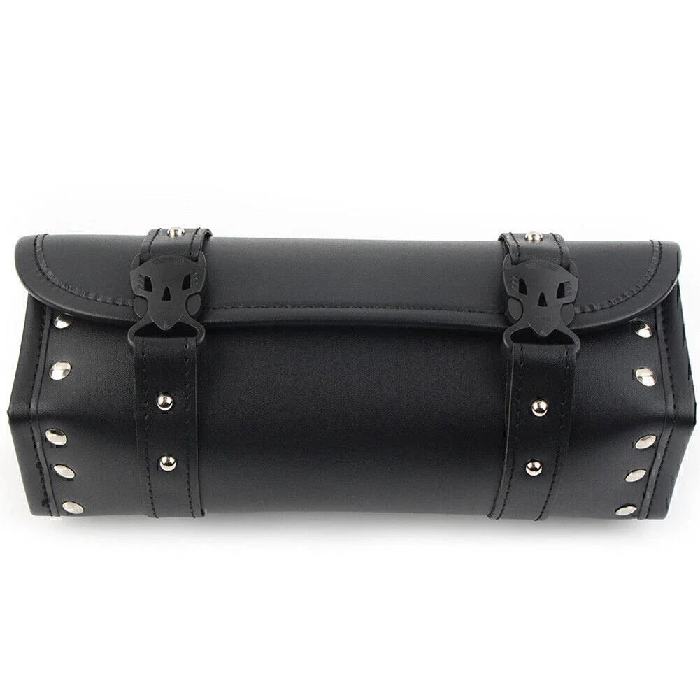 Universal Black PU Leather Motorcycle Side Saddle Bags for Storage
