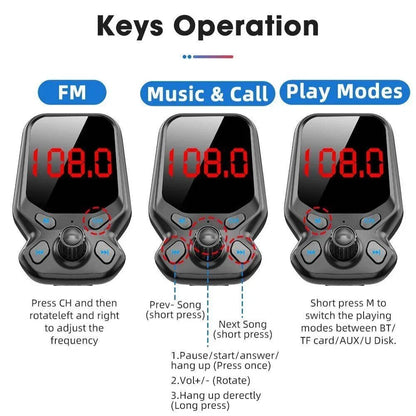 Wireless FM Transmitter USB Charger for Car MP3 Player Calls Hands-Free