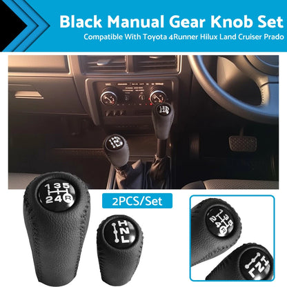 Black Manual Gear Knob Set for 4Runner, Hilux, Land Cruiser, Prado