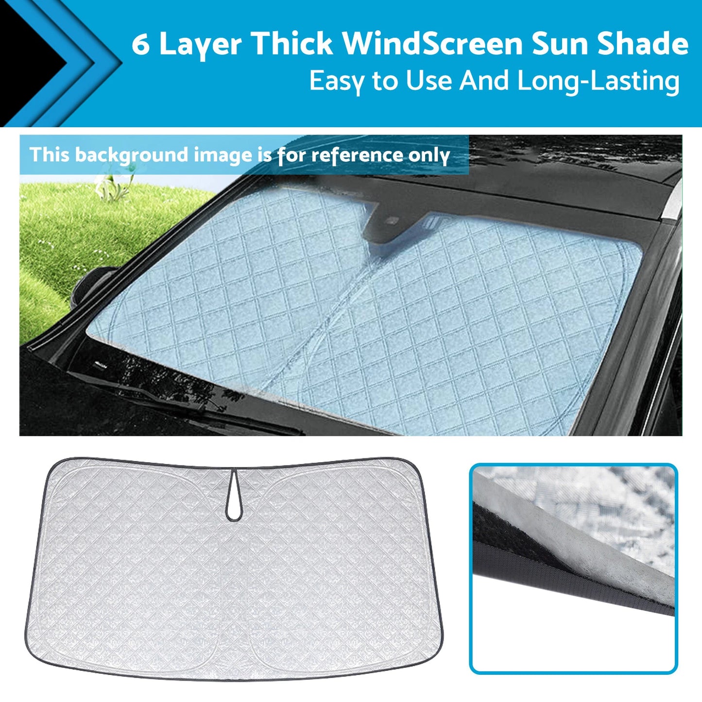 6 Layer WindScreen Sun Shade for Toyota HiAce 300 (2019-2025) UV Protect