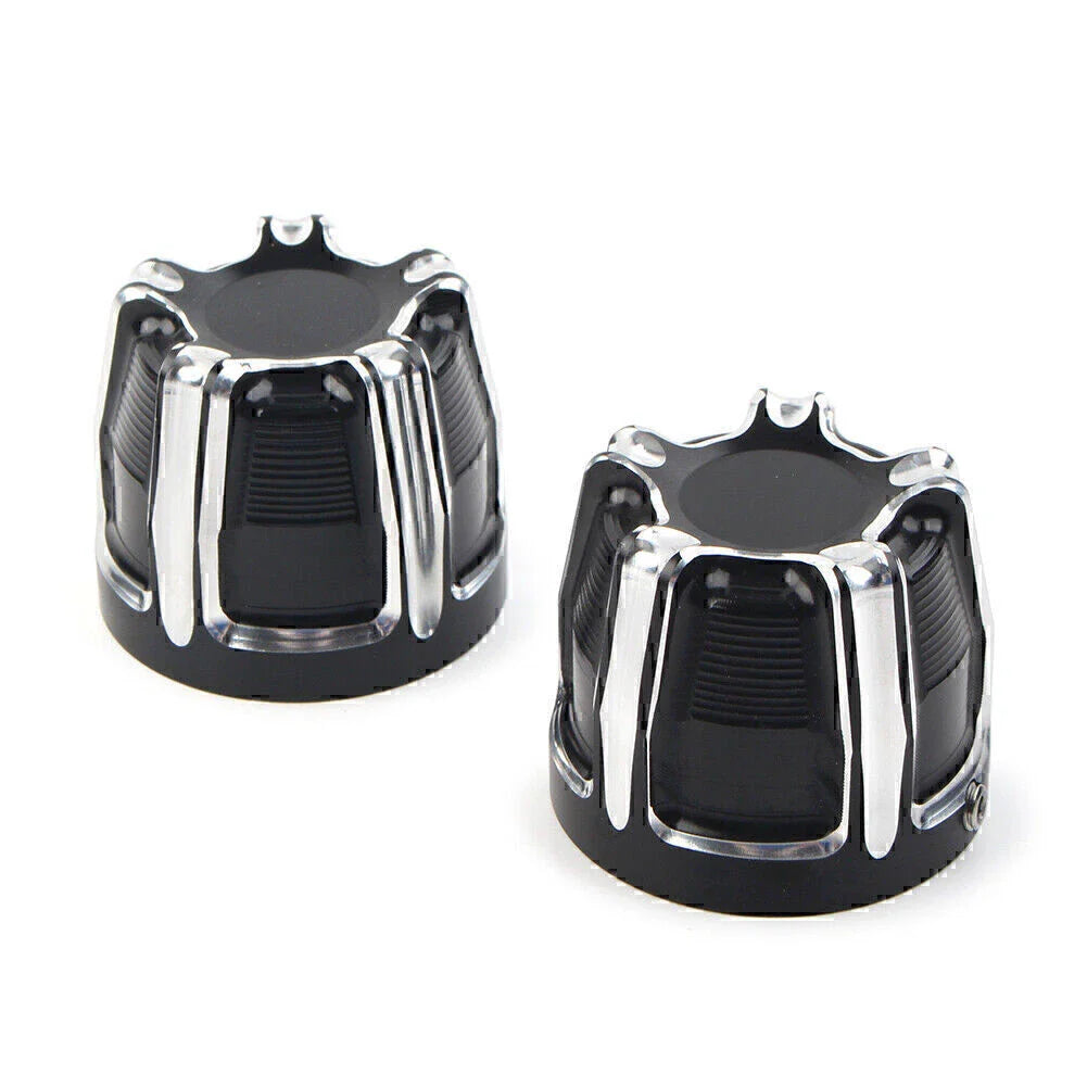 Aluminum Front Cut Axle Nut Cap Covers for Harley Softail Touring Street Glide