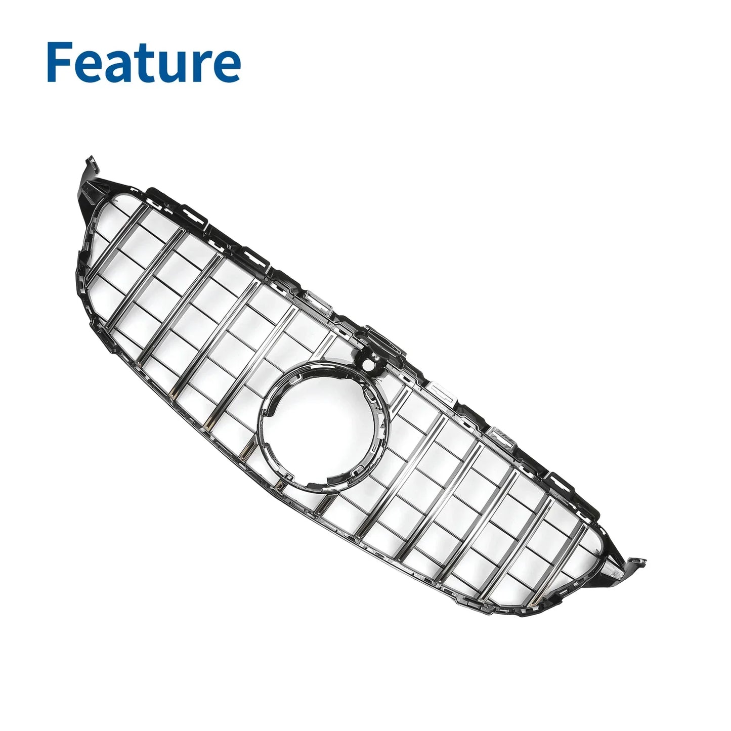 Front Upper Bumper Grille for Mercedes-Benz C180 Chrome Silver Tone