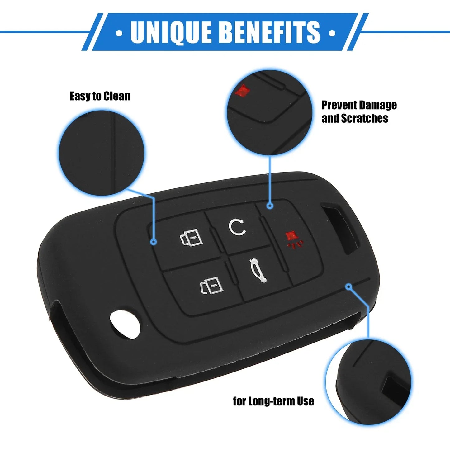 2 x 5 Button Smart Remote Key Shell for Chevrolet Camaro (2010-2019) Black