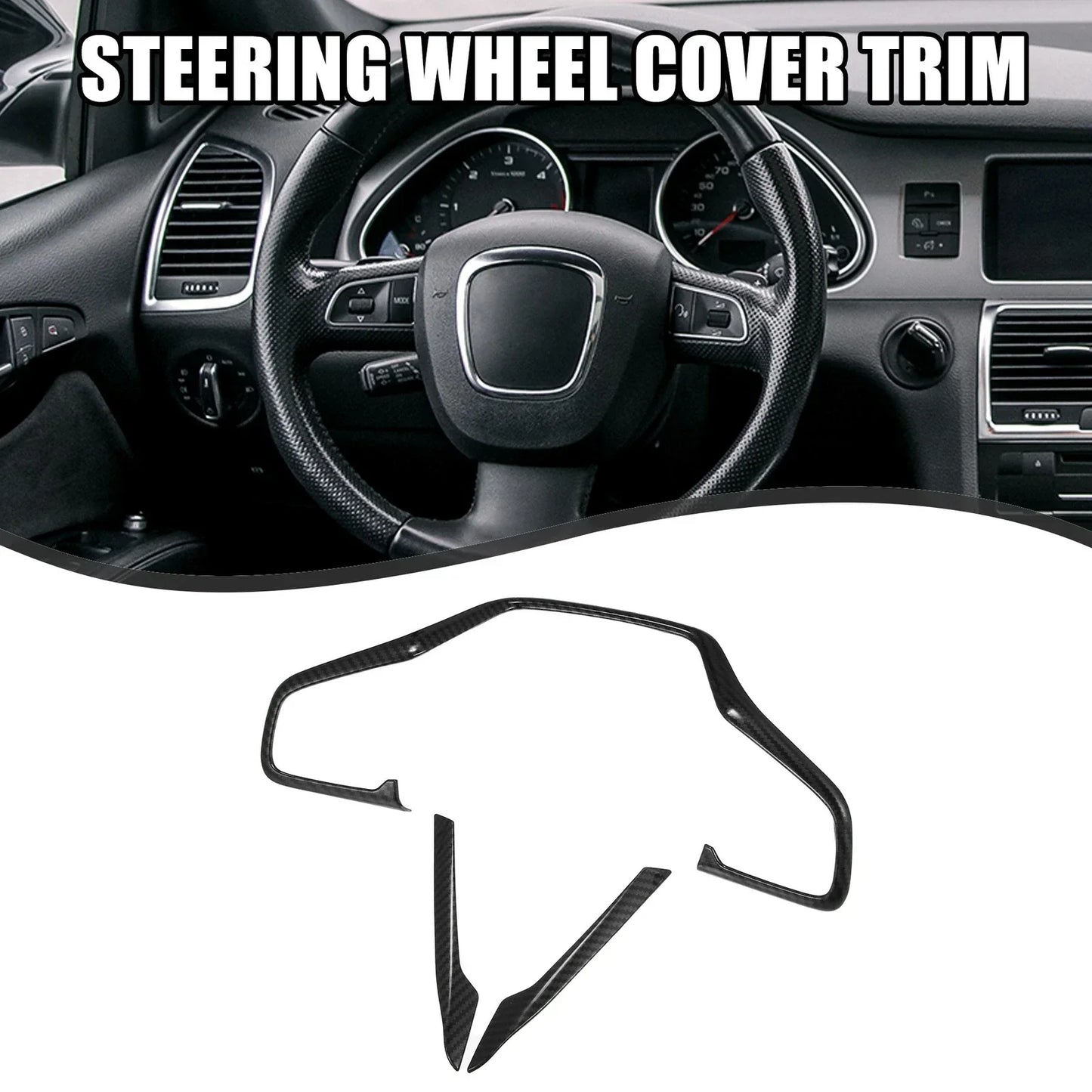3 Pcs Steering Wheel Cover Trim for Honda Civic (2016-2021) Carbon Fiber