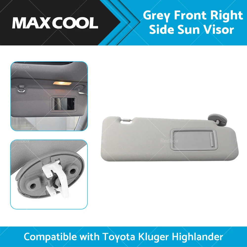 Right Side Gray Sun Visor for Toyota Kluger Highlander (2008-2013)