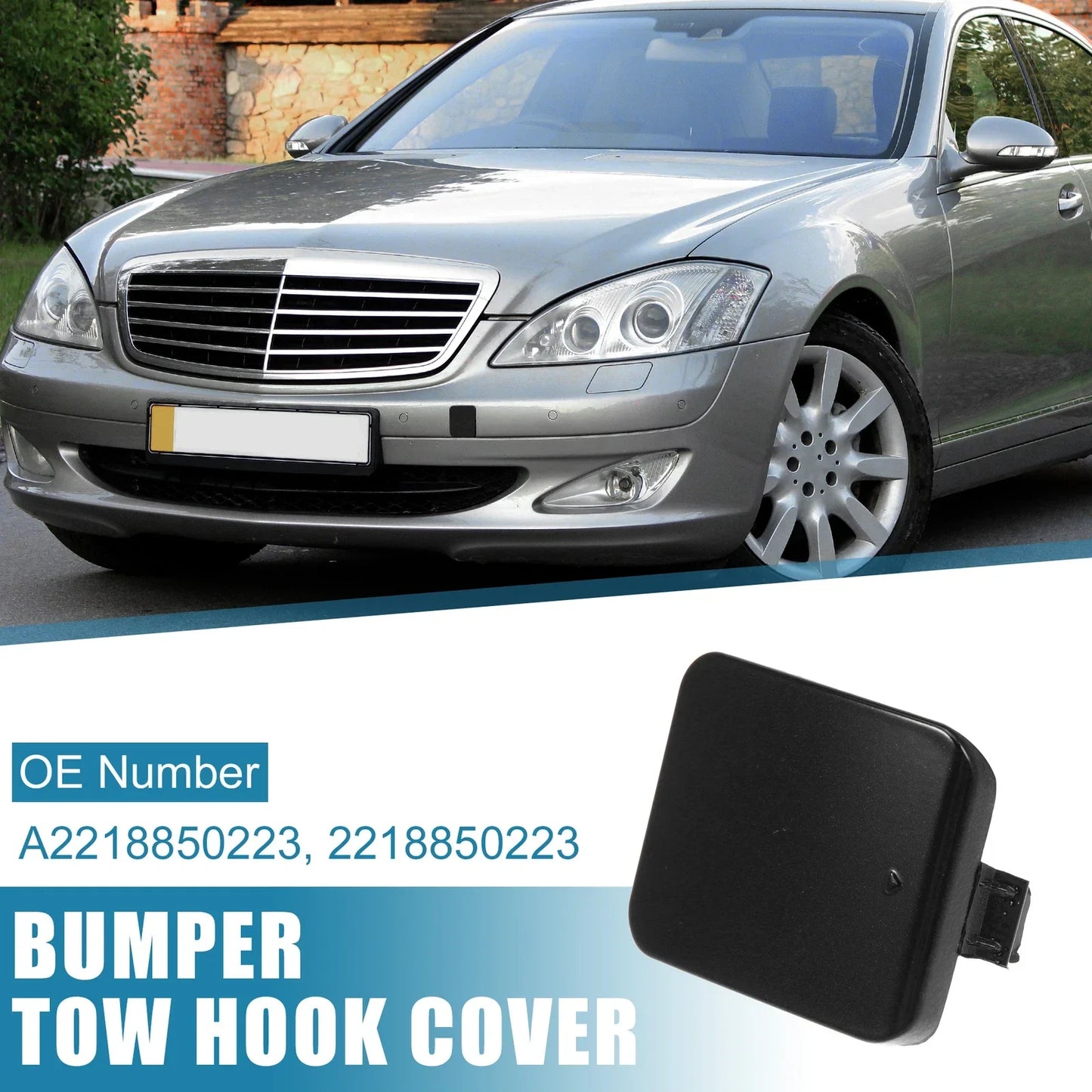 Front Bumper Tow Hook Cover for Mercedes-Benz W221 2007-2009 Gloss Black