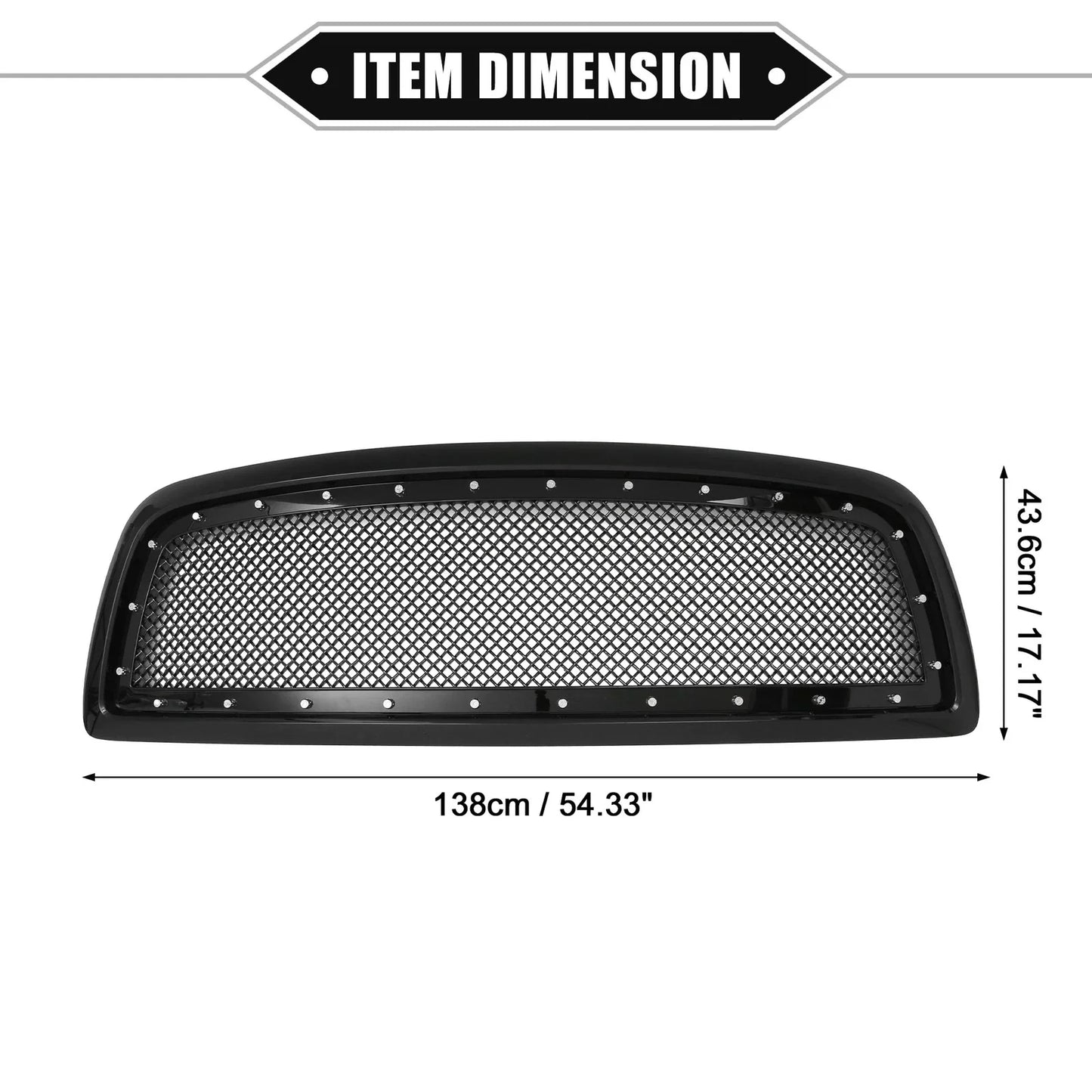 Front Grille Assembly for Dodge Ram 1500 2011-2012 Gloss Black