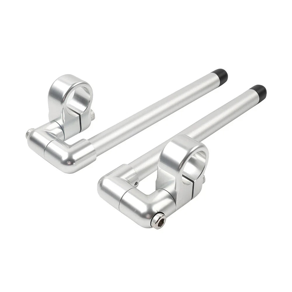 37MM Clip-On Handlebar for Universal Cafe Racer 7/8" Fork Tube Silver