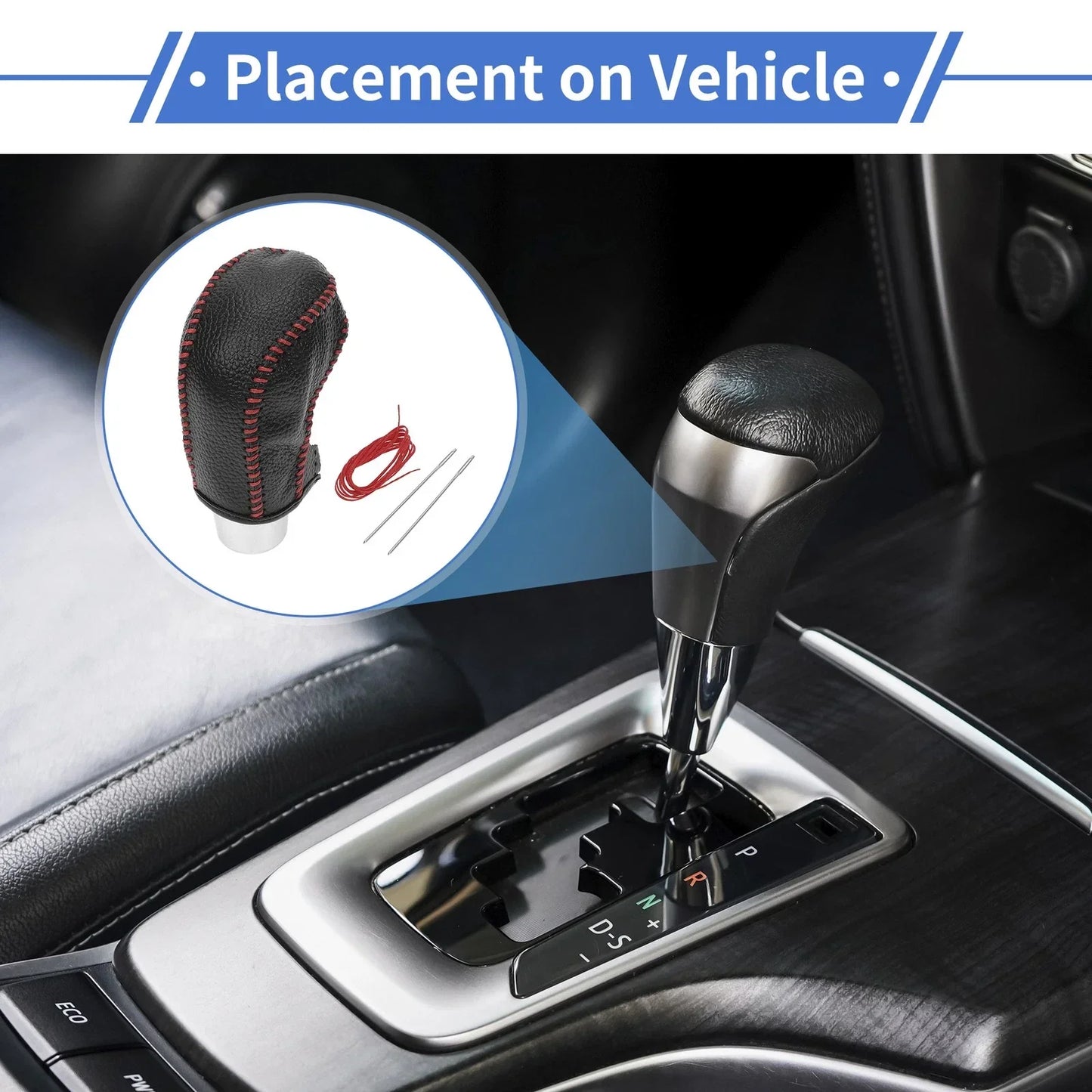 Car Gear Shift Knob Cover for Hyundai Tucson 2015-2018, Pebbled Black Red