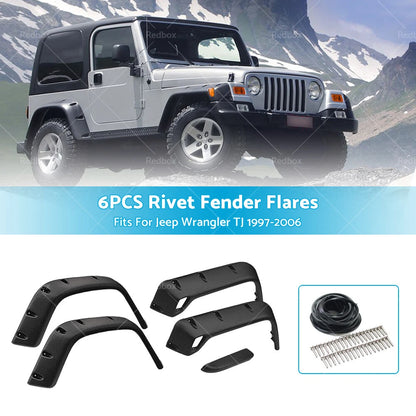 Pocket Style Matte Black Fender Flares for Jeep Wrangler TJ (1997-2006)