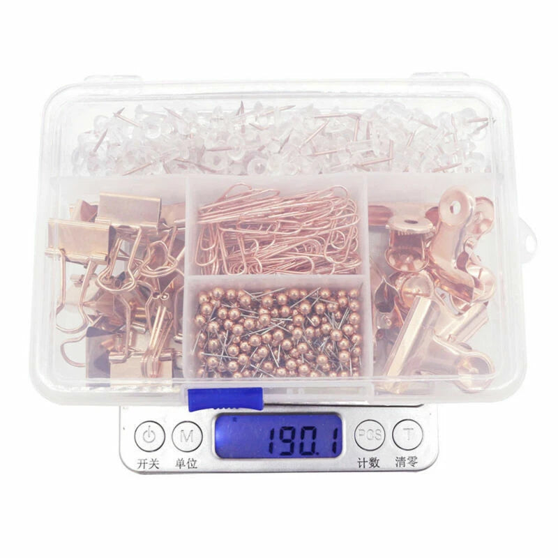 500 x Binder Clips Paper Clips Push Pins Set for Office School Stationery