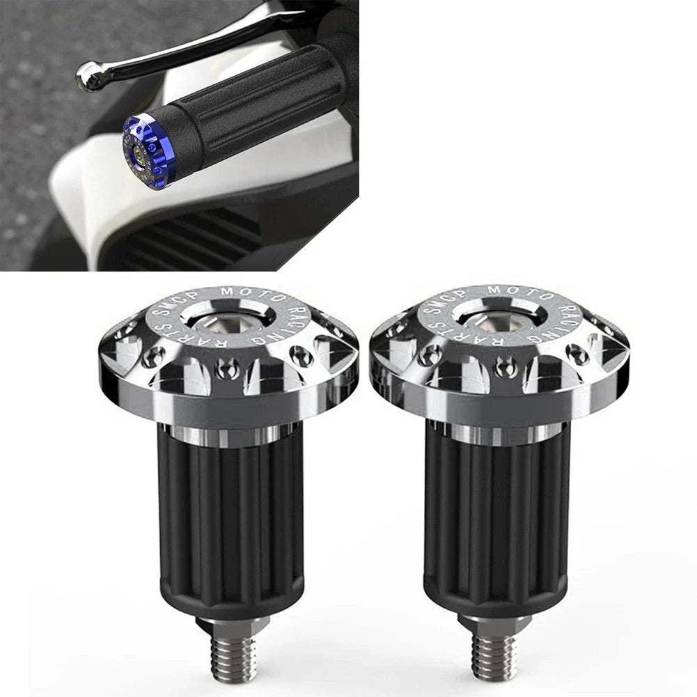 Motor Grey Dirt Bike 7/8'' CNC Handlebar Grips & End Cap Plugs