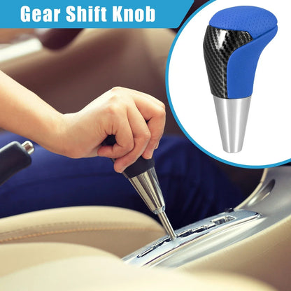 Carbon Fiber Gear Shift Knob for Toyota - Punched Faux Leather, Blue