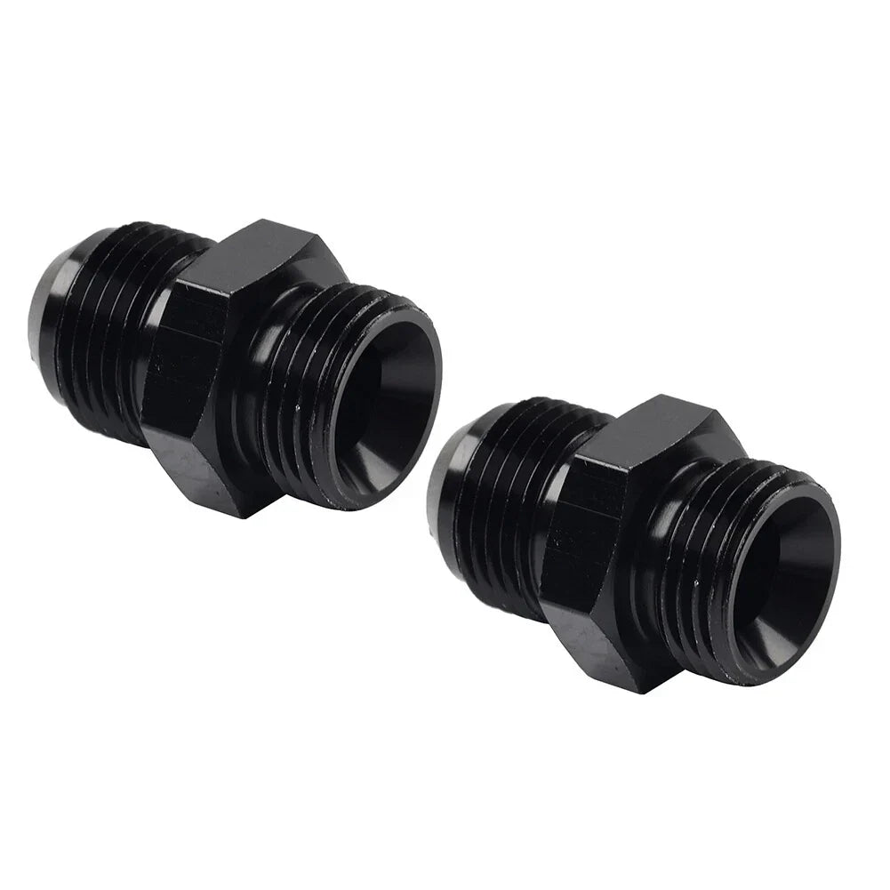 Black Aluminum AN10 Flare to 6AN ORB Male Fitting Adapter w/ O-Rings