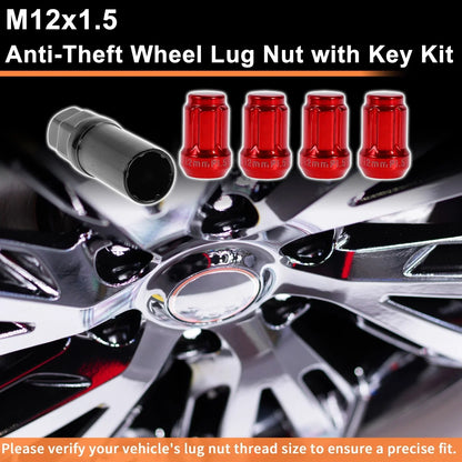 M12x1.5 Tire Wheel Locking Nut Set with Socket Key for Honda, Toyota (2010-2023)