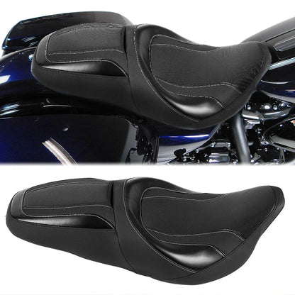 Black Driver Passenger Seat for Harley Electra Road Street Glide (2009-2023)