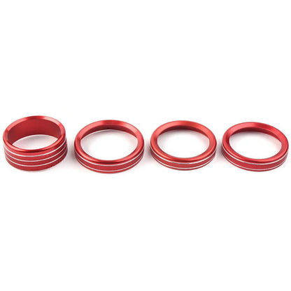 4 x Air Conditioner Switch Knob Ring Cover Trim RED for Jeep Wrangler (2018-2020)