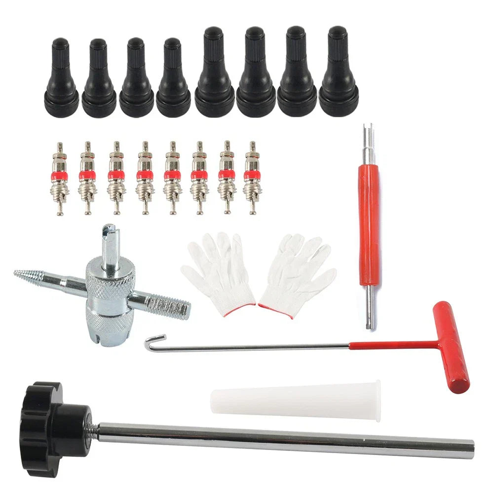 Tire Valve Core Tool Kit - Quick Change with Black Handle for Cars