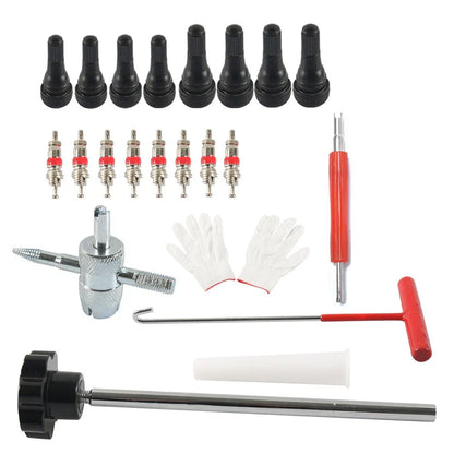 Tire Valve Core Tool Kit - Quick Change with Black Handle for Cars