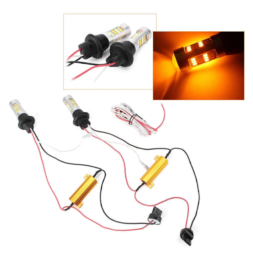 T20 7440 42-2835 50W Dual-Color Switchback DRL Turn Signal Lights for Car