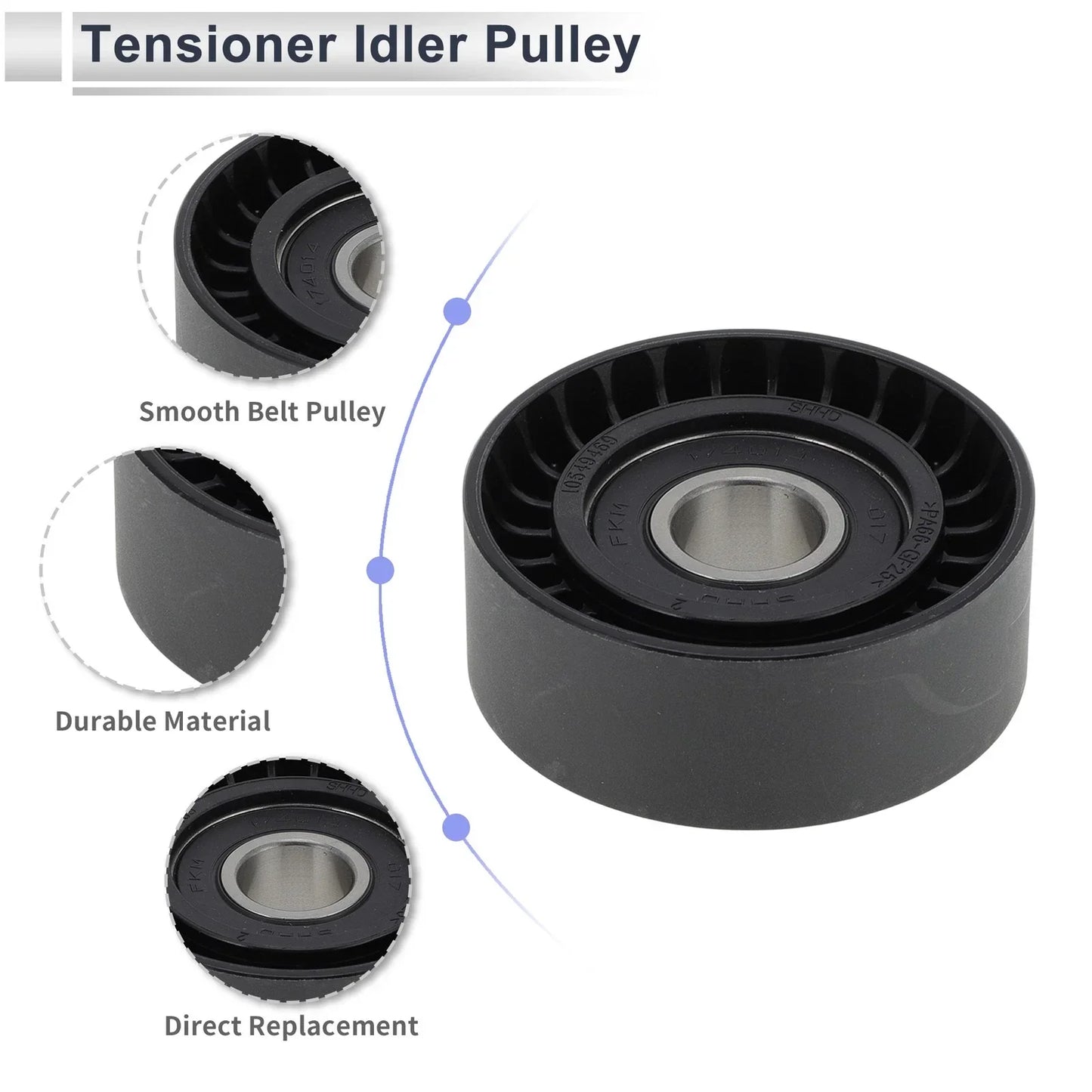 Drive Belt Idler Pulley for Porsche Cayenne (2011-2018) Black 1 x Piece