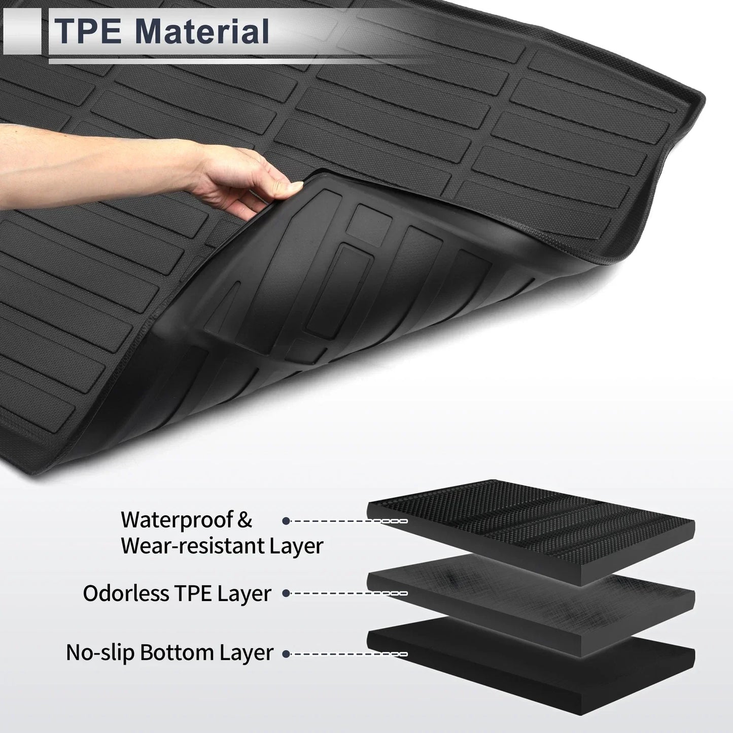 Cargo Liner Rear Trunk Mat for Honda CR-V (2023-2024) Long Grid Pattern TPE