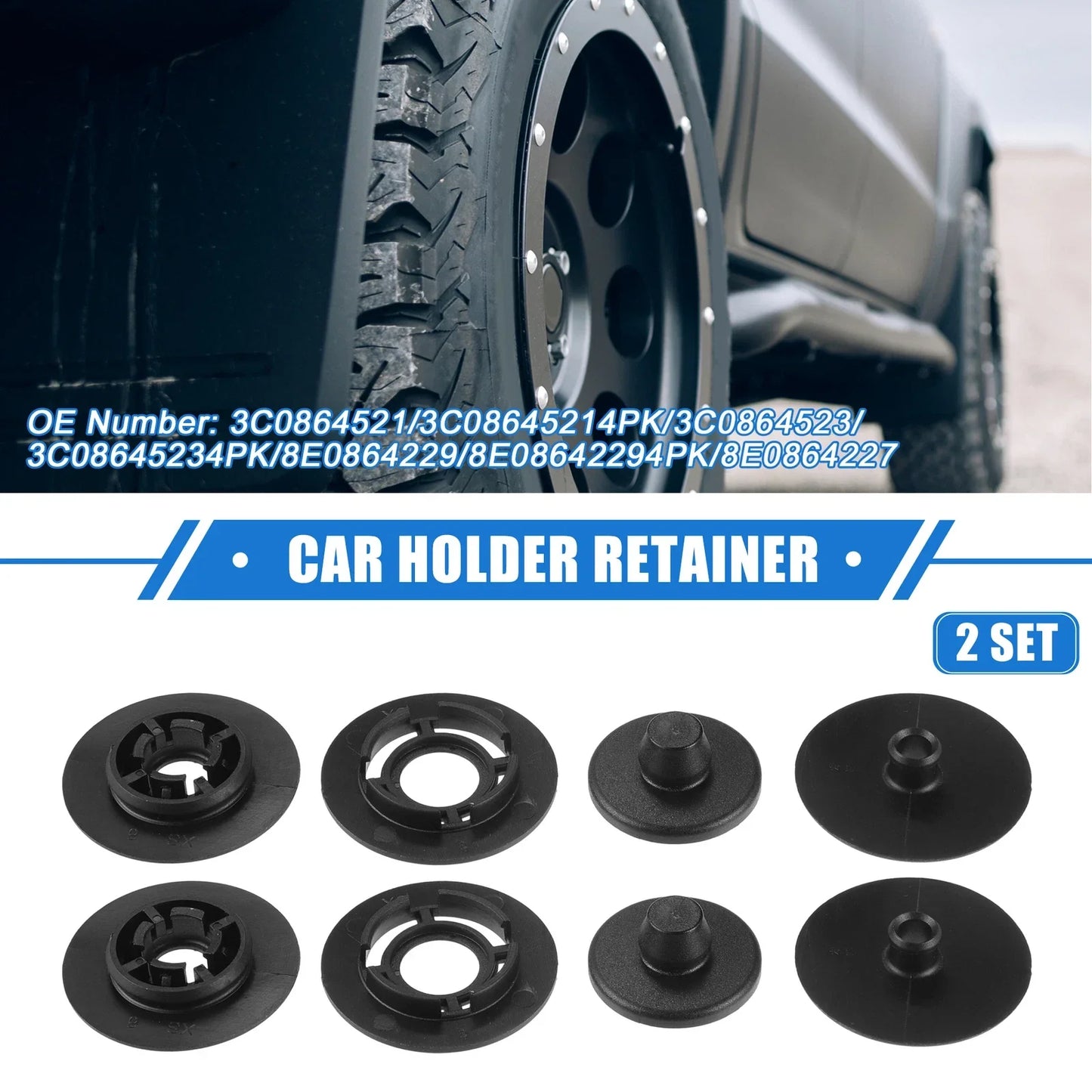 2 x Car Holder Retainers for Volkswagen Audi Plastic Black
