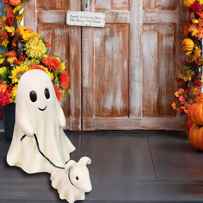 Cute Halloween Ghost Walking Dog Statue Decorations Indoor Outdoor