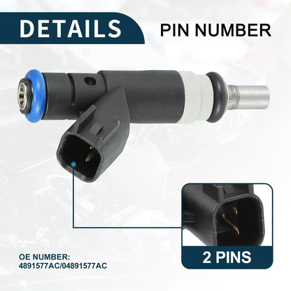 Fuel Injector 2.4L for Dodge Avenger (2008-2014) - Black 1 x Injector