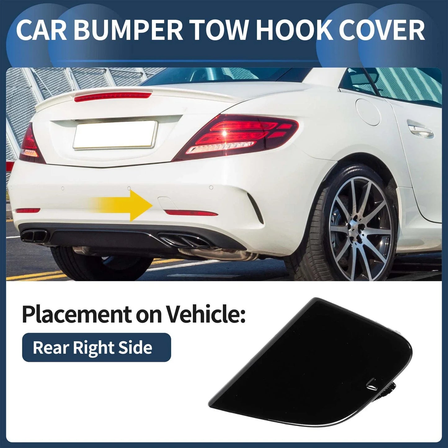 Rear Bumper Tow Hook Cover for Mercedes-Benz W172 R172 (2012-2019) Black