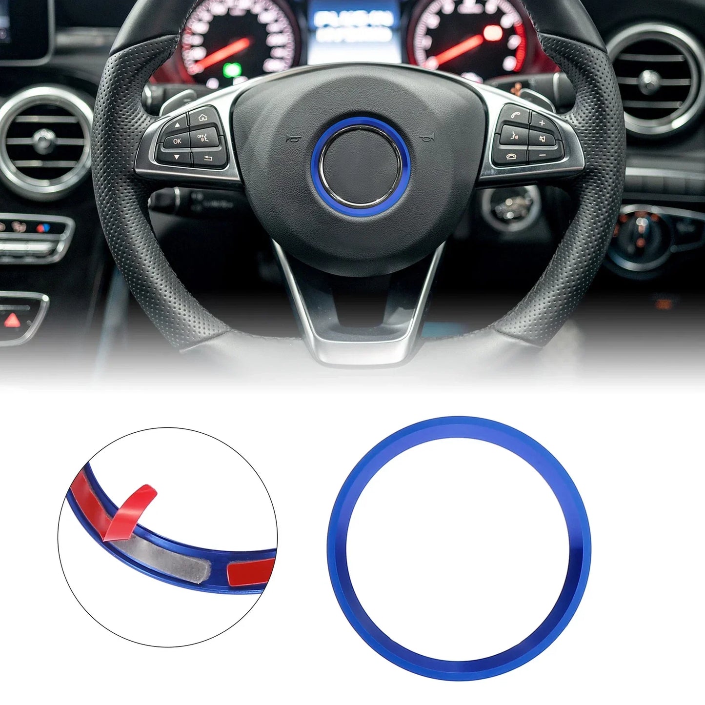 2" Blue Wheel Ring Cover Trim for Mercedes Benz C Class C200L E300L GLA220 CLA