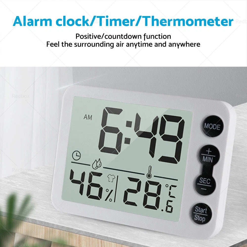 Mini Digital Clock Alarm with Temperature for Black & White Travel LCD LED