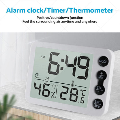 Mini Digital Clock Alarm with Temperature for Black & White Travel LCD LED