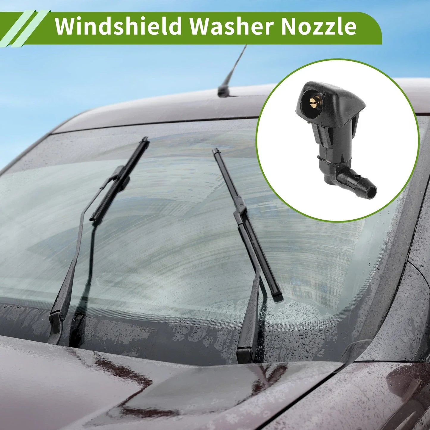 Windshield Washer Nozzle & Hose Connector for Honda (2006-2011) Black